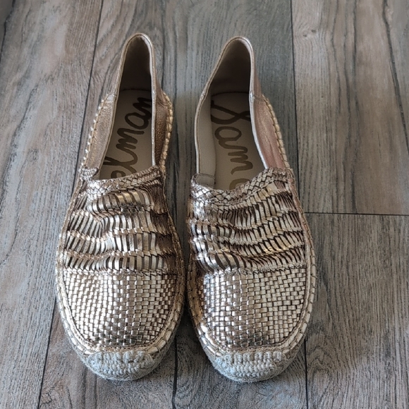 SAM EDELMAN Espadrille Flats Metallic Gold Size 10 - Picture 2 of 8